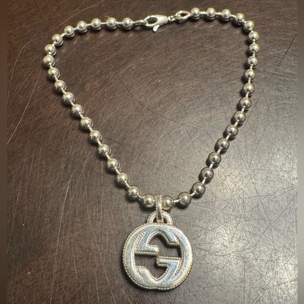 New Authentic Gucci GG Logo Silver Beads Bracelet - Picture 8 of 8
